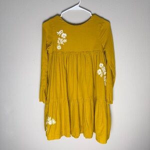 Mini Boden Mustard Yellow Fall Floral Tiered Dress Size 11/12